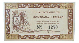 Catalunya. Ajuntament de Montcada i Reixac. 25 cèntims. 19 novembre 1937. AT-1562b.
SC-