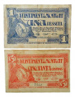 Catalunya. Ajuntament de Montgat. 1 pesseta y 0,50 cèntims. 1 maig 1937. AT-1575 y AT-1576. 
MBC