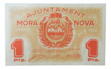 Cataluny. Ajuntament de Mora la Nova. 1 pesseta. AT-1616. Escaso. 
EBC-