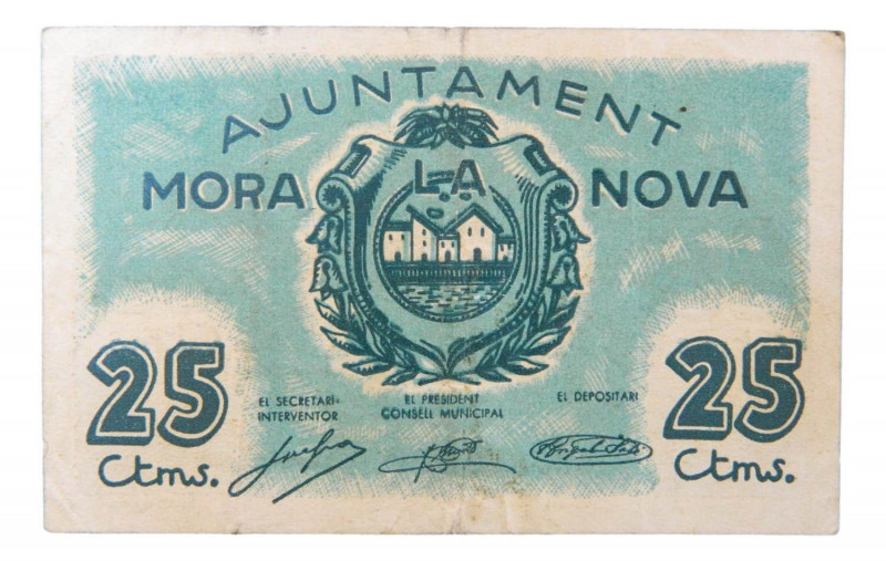 Catalunya. Ajuntament de Mora la Nova. 25 cèntims. AT-1618.
MBC+