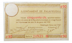 Catalunya. Ajuntament de Palafrugell. 50 cèntims. 26 gener 1937. AT-1741. 
EBC