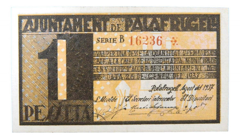 Catalunya. Ajuntament de Palafrugell. 1 pesseta. Agost 1937. AT-1742. 
EBC-