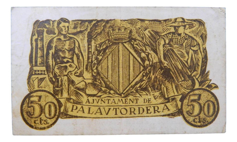 Catalunya. Ajuntament de Palautordera. 50 cèntims. AT-1765b. Sucio. 
MBC+