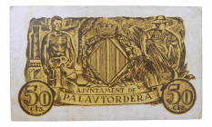 Catalunya. Ajuntament de Palautordera. 50 cèntims. AT-1765b. Sucio. 
MBC+