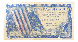 Catalunya. Ajuntament de Pineda de Segarra. 1 pesseta. 2 agost 1937. AT-1827. 
EBC+