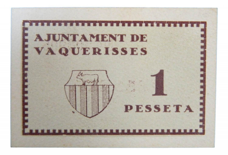 Catalunya. Ajuntament de Vaquerisses. 1 pesseta. AT-2628. 
SC