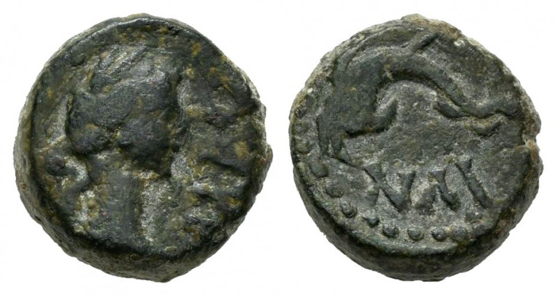 Galia. Massalia. AE 11. 49-25 BC. (Fbm-69). Anv.: Laureate head of Apollo right;...
