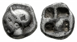Ionia. Phokaia. Diobol. 521-478 BC. (Klein-452). (Sng Cop-389/393). (Sng von Aulock-1815). Anv.: Head of nymph to left, wearing a sakkos adorned with ...