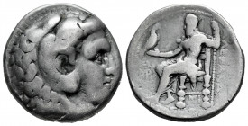 Kingdom of Macedon. Alexander III, "The Great". Tetradrachm. 311-310 BC. Babylon. Struck under Seleukos I. (Price-3747). Anv.: Head of Herakles to rig...