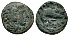 Kingdom of Macedon. Alexander III, "The Great". AE 15. 332-326 BC. Amphipolis. Struck under Antipater. (Price-28). (SNG Alpha bank-698). Anv.: Head of...