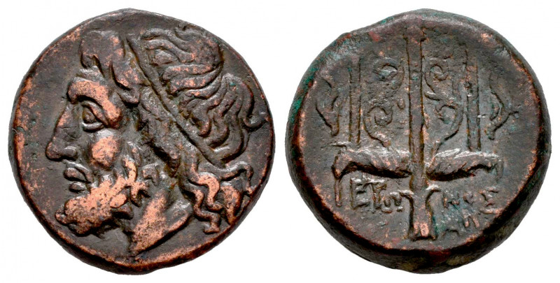 Sicily. Syracuse. AE 19. 275-216 BC. Time of Hieron II. (Hgc-2, 1550). Anv.: Dia...