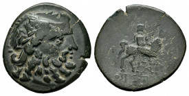 Thrace. Odessos. AE 21. 250-150 BC. (Sng Cop-670). (Sng Black Sea-290). Anv.: Laureate head of Zeus right . Rev.: Horseman riding right; Monogram belo...