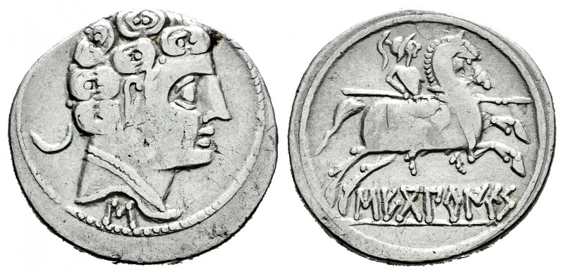 Sekobirikes. Denarius. 120-30 BC. Saelices (Cuenca). (Abh-2174). (Acip-1869). An...