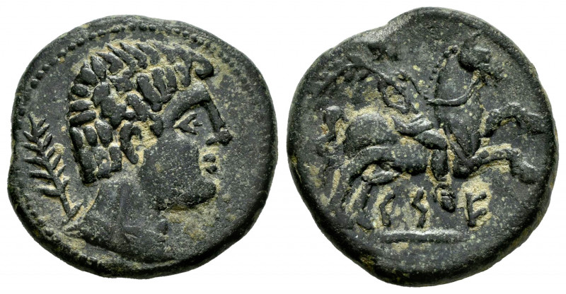 Kese. Unit. 220-200 BC. Tarragona. (Abh-2274). (Acip-1127). (C-21). Anv.: Male h...