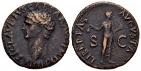 Claudius. Unit. 42-43 d.C. Rome. (Ric-113). Anv.: TI CLAVDIVS CAESAR AVG P M TR P IMP P P, bare head left. Rev.: LIBERTAS AVGVSTA, Libertas, draped, s...