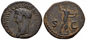 Claudius. Unit. 41-50 d.C. Rome. (Ric-I 100). (Bmcre-149). Anv.: TI CLAVDIVS CAESAR AVG P (M TR P IMP), bare head to left. Rev.: Minerva standing faci...