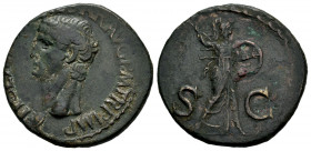 Claudius. Unit. 41-50 d.C. Rome. (Ric-I 100). (Bmcre-149). Anv.: TI C(LAVDIVS CAES)AR AVG P M TR P IMP, bare head to left. Rev.: / shield; S-C across ...