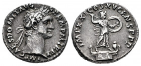 Domitian. Denarius. 90 d.C. Rome. (Spink-2734). (Ric-147). (Seaby-261). Anv.: IMP CAES DOMIT AVG GERM PM TR P X. Laureate head right. Rev.: IMP XXI CO...