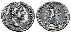 Domitian. Denarius. 93-94 d.C. Rome. (Ric-II 1. 762). (Bmcre-216). (Rsc-284). Anv.: IMP CAES DOMIT AVG GERM P M TR P XIII, laureate head to right. Rev...