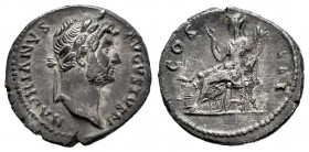 Hadrian. Denarius. 128-129 d.C. Rome. (Ric-II 3. 911). Anv.: HADRIANVS AVGVSTVS P P, laureate head to right . Rev.: COS III, Abundantia seated left, h...