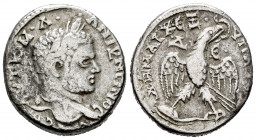 Caracalla. Seleucis and Pieria. Tetradrachm. 215-217 d.C. Antioch. (Prieur-224). (McAlee-681). Anv.: ΑΥΤ•Κ•Μ•Α• •ΑΝΤΩΝЄΙΝΟC CЄΒ, laureate head right. ...