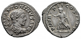 Elagabalus. Denarius. 219 d.C. Rome. (Ric-IV 21). (Bmcre-97). (Rsc-143). Anv.: IMP ANTONINVS AVG, laureate and draped bust to right. Rev.: P M TR P II...