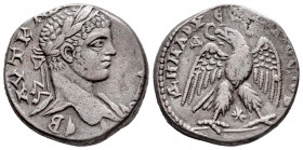 Elagabalus. Seleucis and Pieria. Tetradrachm. 219 d.C. Antioch. (Prieur-249 var). (McAlee-758 var). Anv.: AVT K (M A ANΤѠNЄINOC C) - ЄB, laureate bust...