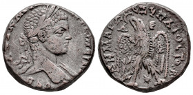 Elagabalus. Seleucis and Pieria. Tetradrachm. 219 d.C. Antioch. (Prieur-249). (McAlee-758). Anv.: A(VT K M A ANΤѠNЄ)INOC CЄB, laureate bust to right, ...