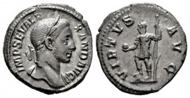 Severus Alexander. Denarius. 228-231 d.C. Rome. (Ric-IV 226). (Bmcre-647). (Rsc-586). Anv.: IMP SEV ALEXAND AVG, laureate head to right . Rev.: VIRTVS...