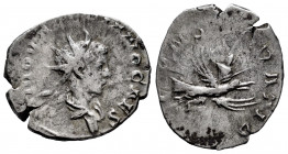 Divo Valerian II. Antoninianus. 258 d.C. Lugdunum. (Ric-V 1 9). (Mir-911e). (Rsc-5). Anv.: DIVO VALERIANO CAES, radiate and draped bust to right. Rev....