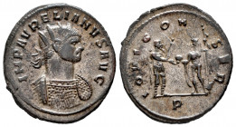 Aurelian. Antoninianus. 271-274 d.C. Mediolanum. (Ric-V 1. 129). Anv.: IMP AVRELIANVS AVG, radiate and cuirassed bust to right . Rev.: IOVI CONSER, Em...