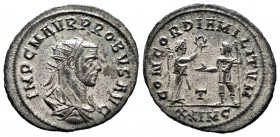 Probus. Antoninianus. 280 d.C. Cyzicus. (Spink-11968). (Ric-908). Rev.: CONCORDIA MILITVM / T. Victory presenting wreath to Probus. In exergue XXIMC. ...