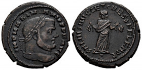 Maximianus. Follis. 209-303 d.C. Carthage. (Ric-31b). Rev.: SALVIS AVGG ET CAESS FEL KART. Carthago standing facing. Ae. 11,70 g. Choice VF. Est...65,...