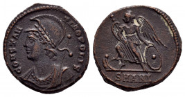 Constantinus I. Follis. 335 d.C. Antioch. Commemorative series. (Ric-92). (LRBC-1360). Anv.: CONSTANTINOPOLIS, laureate and helmeted bust of Constanti...