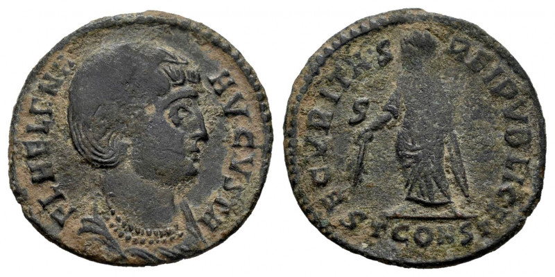 Helena. Follis. 328 d.C. Arelate. (Ric-324). (C-12). Anv.: FL HELENA AVGVSTA, di...