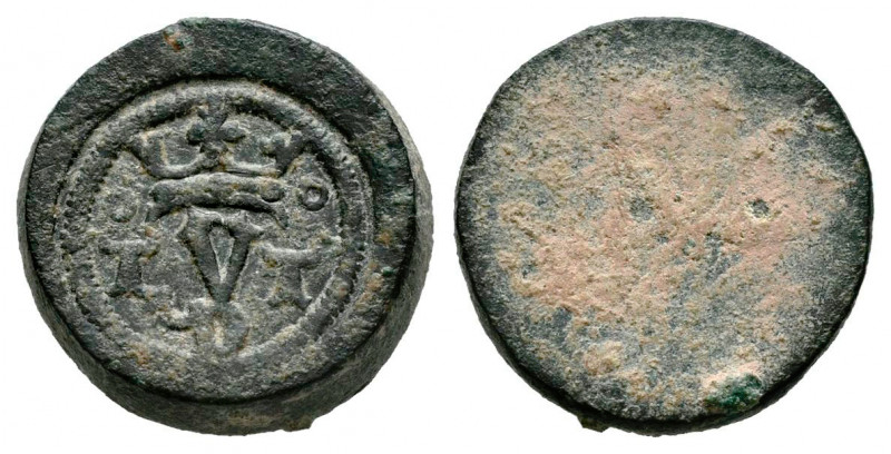 Ponderal for 1 ducat. Toledo. (Braña, numisma 253-C18). Ae. 3,46 g. Very scarce....