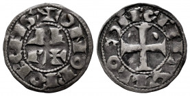 The Crown of Aragon. Viscounty of Bearn. Diner morla. S. XI - 1426. A nombre de Centul. (Cru C.G-2030). (Cru V.S-166). Anv.: ONORFORCAS. M over P and ...