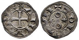Kingdom of Castille and Leon. Alfonso VI (1073-1109). Dinero. Toledo. (Bautista-9.1). Ve. 1,02 g. Pellet in every roundel on reverse. Choice VF. Est.....