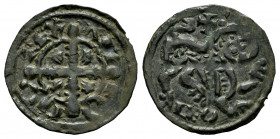 Kingdom of Castille and Leon. Alfonso IX (1188-1230). Dinero. Leon. (Bautista-214). Ve. 0,73 g. Cross above the lion. Choice VF. Est...80,00. 

Span...