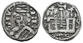 Kingdom of Castille and Leon. Alfonso VIII (1158-1214). Dinero. Mintmark: Stars. (Bautista-312 var). Ve. 0,73 g. Rex between large pellets, ANFVS • RE...