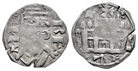 Kingdom of Castille and Leon. Alfonso VIII (1158-1214). Dinero. Burgos. (Bautista-313). (Imperatrix-A8:36.1). Ve. 0,92 g. Star and B over the castle. ...