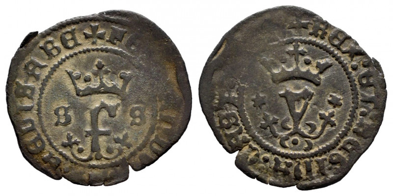 Catholic Kings (1474-1504). Blanca. Sevilla. (Cal-46). Anv.: + FE(RNA)NDV(S : ET...