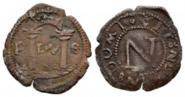 Charles I (1516-1556). Cornado. Sin fecha. Pamplona. (Cal-41). Ae. 1,01 g. Choice F/Almost VF. Est...20,00. 

Spanish description: Carlos I (1516-15...