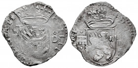 Philip II (1556-1598). Cuartillo. Segovia. D. (Cal-80). Ve. 2,12 g. Almost VF. Est...30,00. 

Spanish description: Felipe II (1556-1598). Cuartillo....