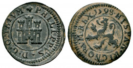 Philip II (1556-1598). 2 maravedis. 1598. Segovia. (Cal-87). (Jarabo-Sanahuja-B13). Ae. 3,21 g. Without mintmark and value indication. Choice VF. Est....