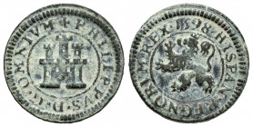 Philip II (1556-1598). 2 maravedis. 1598. Segovia. (Cal-87). (Jarabo-Sanahuja-B16). Ae. 3,01 g. Without mintmark and value indication. VF. Est...25,00...