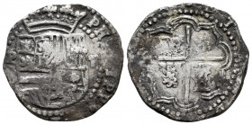Philip II (1556-1598). 2 reales. Potosí. B. (Cal-370). Ag. 6,68 g. Choice F. Est...60,00. 

Spanish description: Felipe II (1556-1598). 2 reales. Po...