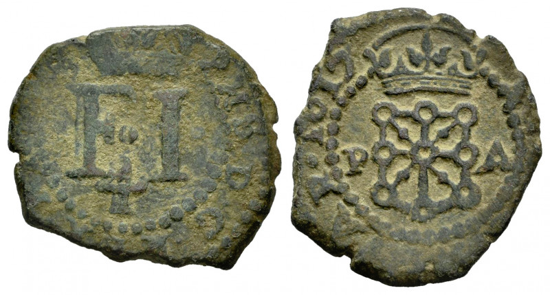 Philip III (1598-1621). 4 cornados. 1617. Pamplona. (Cal-77). Ae. 3,54 g. VF/Cho...