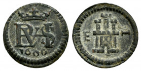 Philip III (1598-1621). 1 maravedi. 1606. Segovia. (Cal-114). (Jarabo-Sanahuja-D276). Ae. 0,88 g. Vertical aqueduct. Choice VF. Est...70,00. 

Spani...
