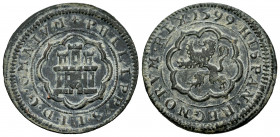 Philip III (1598-1621). 4 maravedis. 1599. Segovia. (Cal-248). (Jarabo-Sanahuja-C20). Ae. 6,81 g. Without mintmark and value indication. Choice VF. Es...